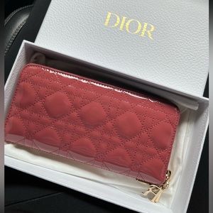 Christian Dior Cannage Quilt Long Zip Wallet